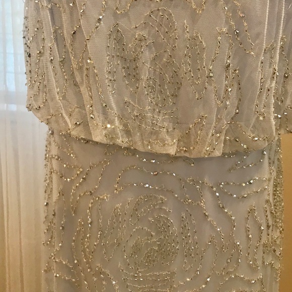 Adrianna Papell beaded blouson icy blue - Picture 3 of 5